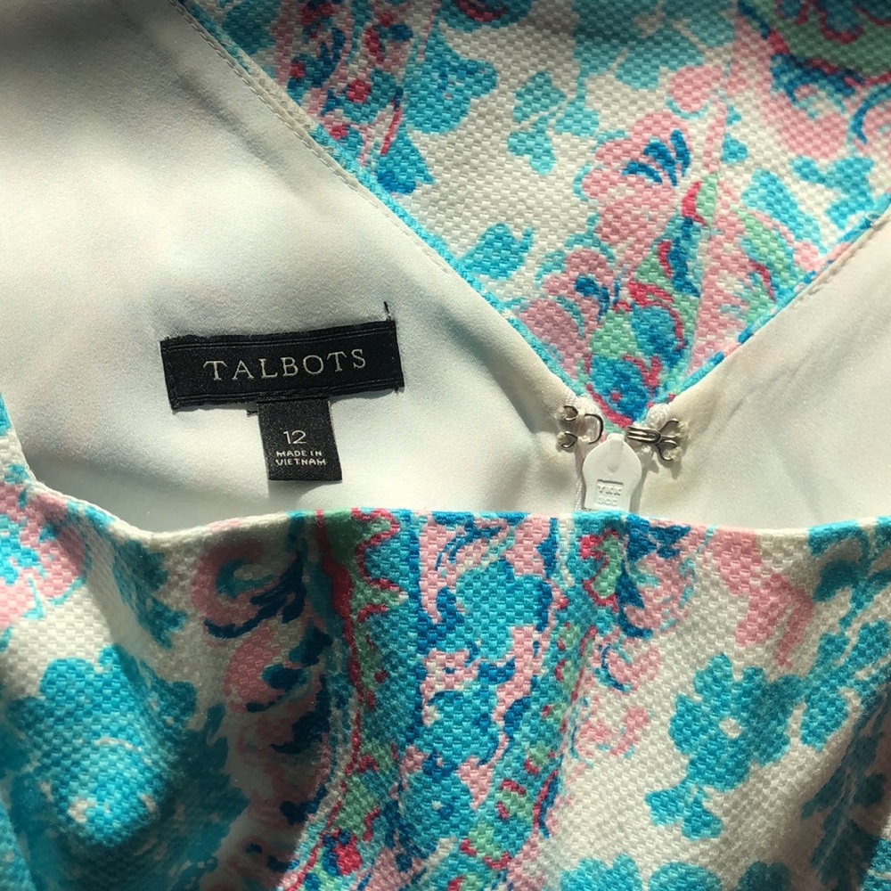 Tropical Fresco Paisley Floral Cotton Sheath "Tea Time" Costal Talbots Dress - Picture 7 of 8